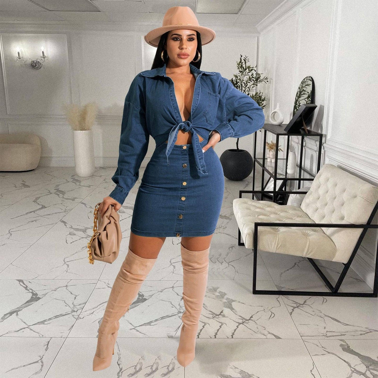Denim Skirt Set