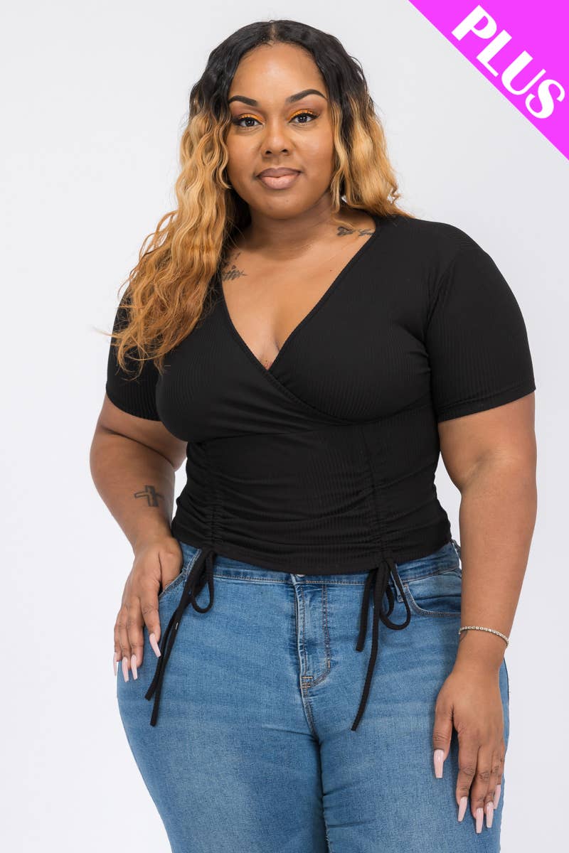 Plus Size Drawstring Top