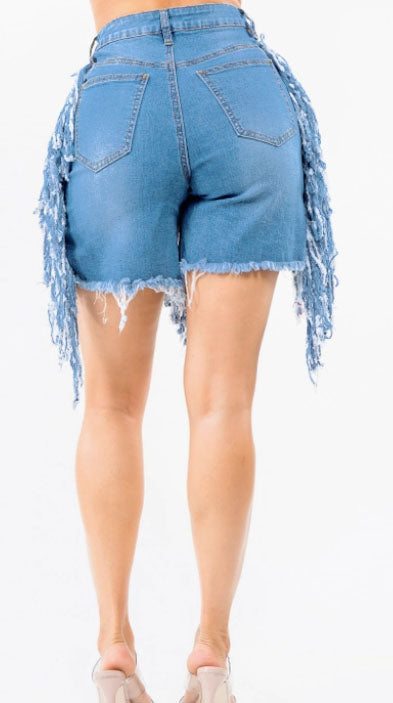 Plus Size Fringe Shorts