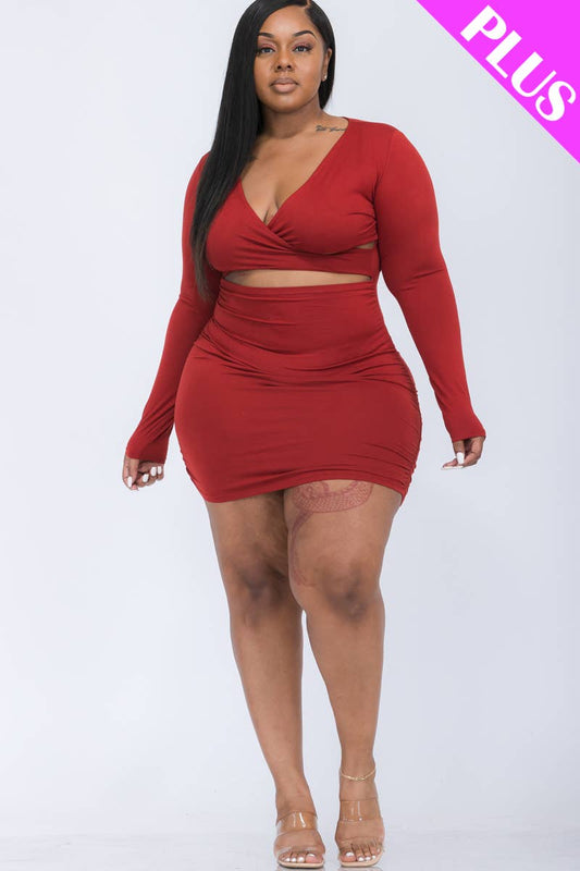 Plus Size Crisscross Cutout Front Mini Dress